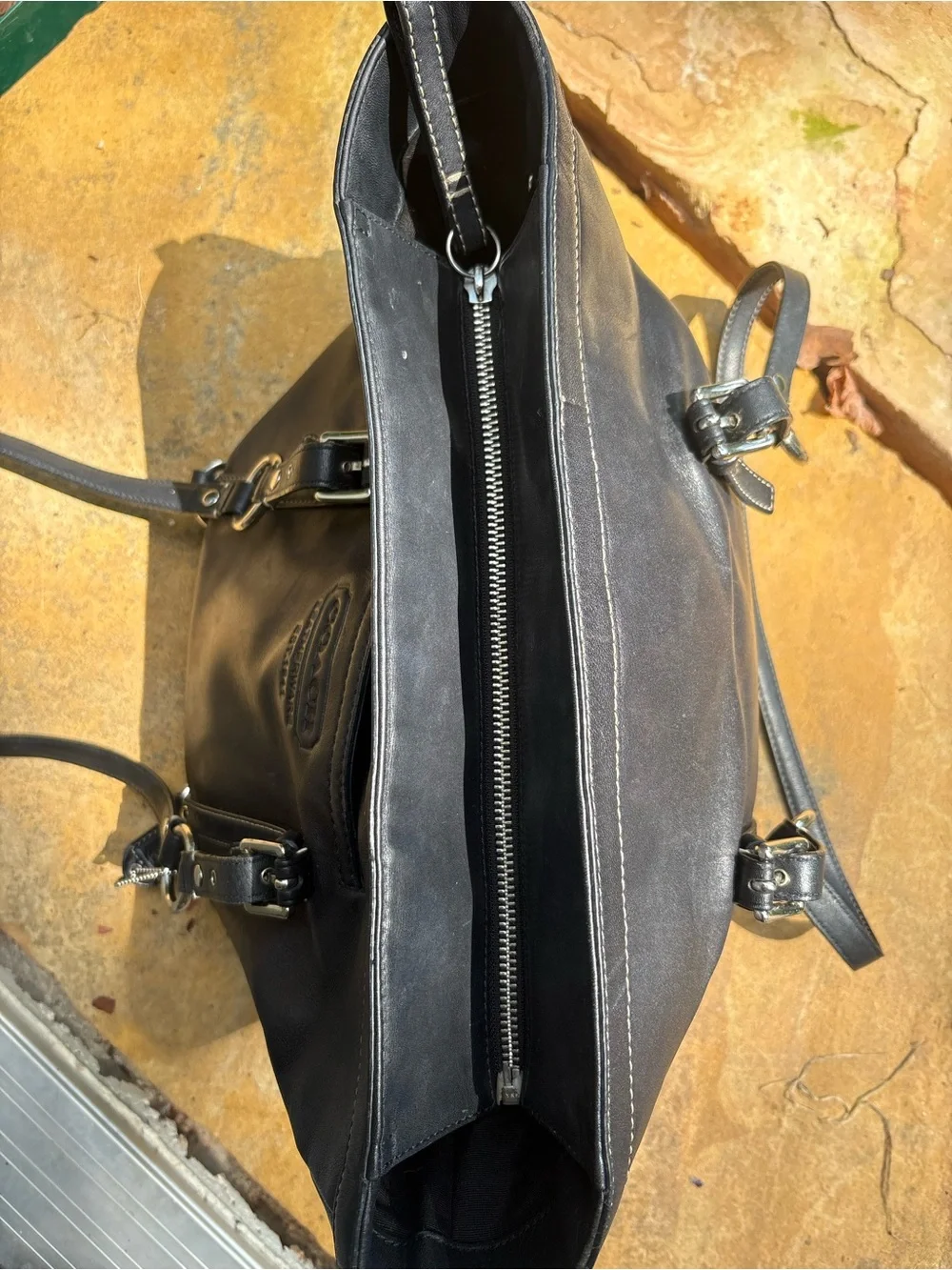 Coach Y2K Black Leather Tote Shoulder Bag
